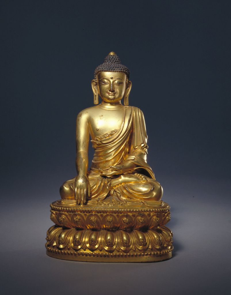 图片[1]-Bronze gilded statue of Sakyamuni-China Archive